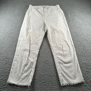 Frank & Eileen Kinsale Pants Womens 6 Linen Blend Straight Leg Frayed Hem White